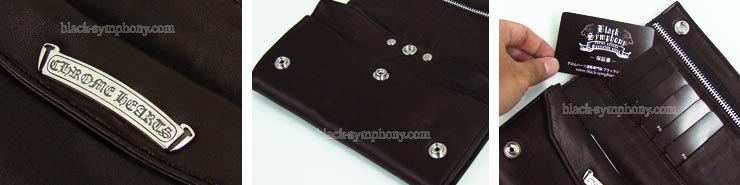 クロムハーツ ChromeHearts ロングウォレット クロスボタン ダークブラウン グリーシー
