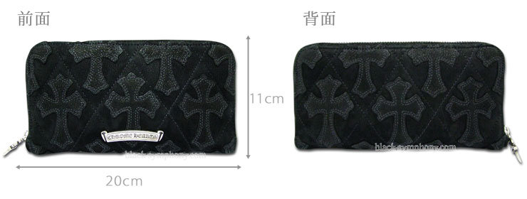 クロムハーツ ChromeHearts REC F ジップ #2 セメタリーキルテッド クロス ブラックデストロイレザー ウォレット