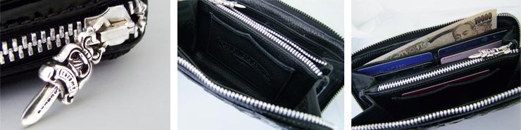 クロムハーツ ChromeHearts REC F ジップ #2 セメタリーキルテッド パテントブラックレザー ウォレット