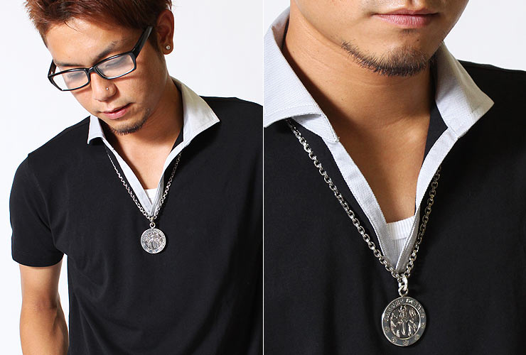 クロムハーツ ChromeHearts エンジェルメダリオンペンダント&ペーパーチェーンネックレスセット