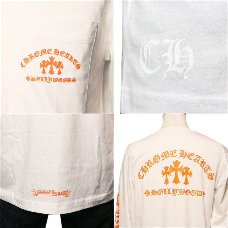 ChromeHearts クロムハーツ ロングTシャツ オレンジ セメタリークロス ホワイト