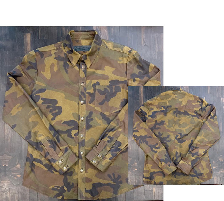 chrome hearts クロムハーツ ミリタリーレザーシャツ　ルーズエンド