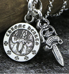 chrome hearts クロムハーツ ネックレス ダガーチャーム#5＆エンジェルメダルチャーム＆ロールチェーンセット