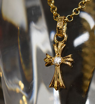 chrome hearts クロムハーツ ゴールド22K CHクロスベビーファットチャーム22K withシングルダイヤモンド
