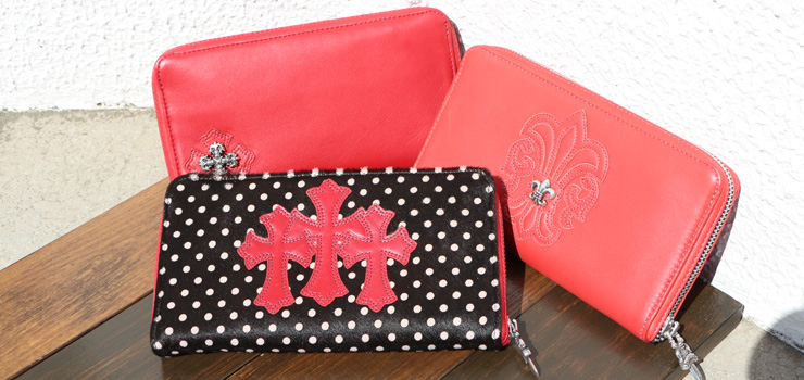 chrome hearts クロムハーツ レッドレザー 財布 ウォレットド