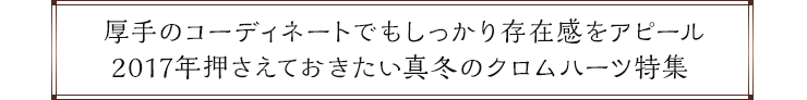 厚手のコーディネートでもしっかり存在感をアピール。2017年押さえておきたい真冬のクロムハーツ特集。