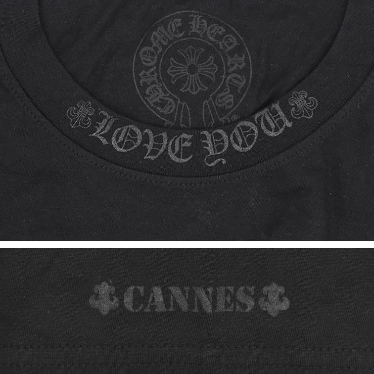 ChromeHearts クロムハーツTシャツカンヌ限定 ネックLOVE YOU ブラック