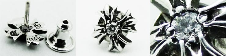 CHROME HEARTS クロムハーツ No2 CH PLS DIA/CHプラススタッド 1ダイヤ/シルバーピアス