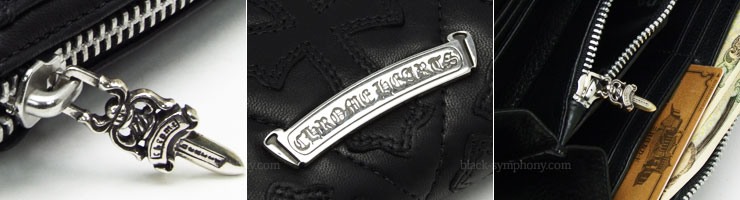 CHROME HEARTS クロムハーツ REC F ZIP/QUILTED セメタリークロスキルティングレザーウォレット財布 ブラック