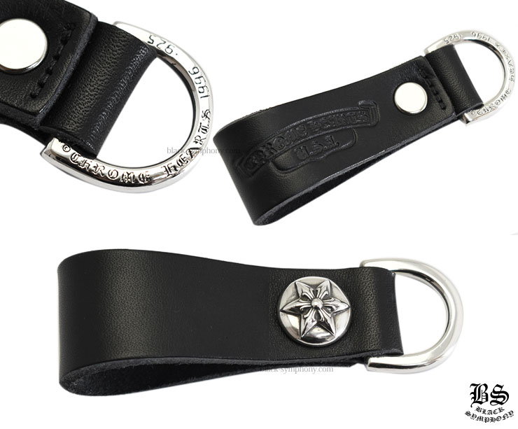 クロムハーツ Chrome Hearts Dキーリング スター ボタン ブラック レザー（ベルトループ）