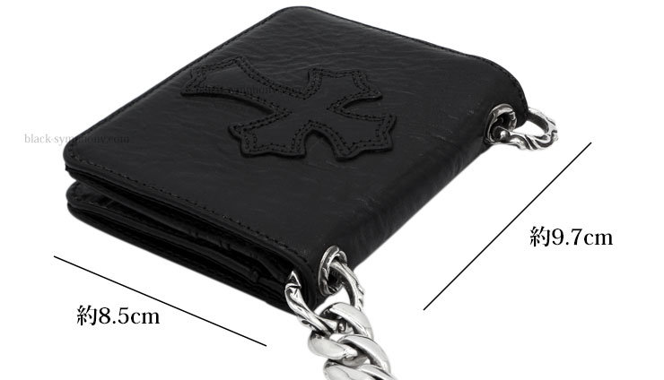 クロムハーツ ChromeHearts TVマン ウォレットwith 1クリップクラシックチェーン ブラックレザー 財布