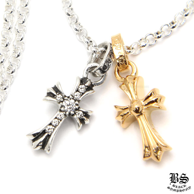  chrome hearts CHクロスベビーファット22K＆CHクロスベビーファットwithパヴェダイヤモンド＆ロールチェーン20インチセット