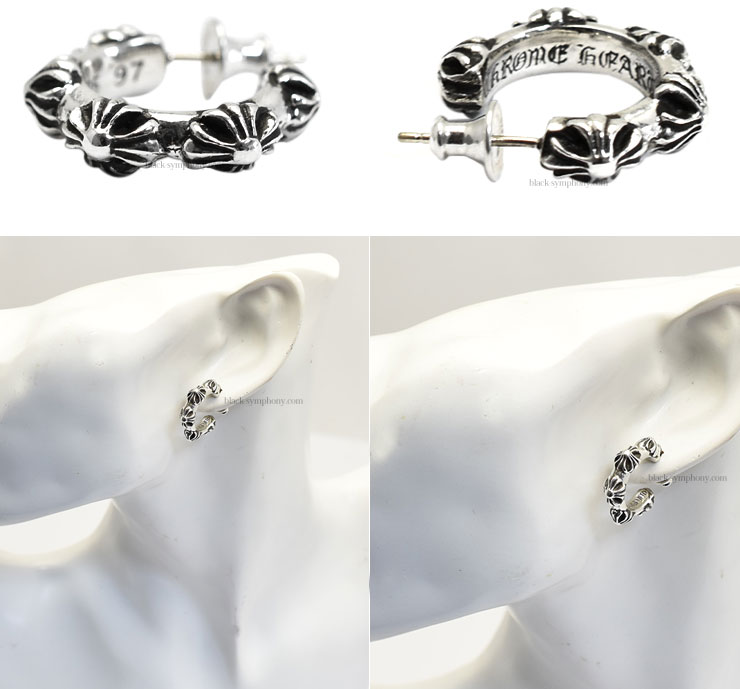 クロムハーツ CHROME HEARTS スクロール フープ ピアス クロス