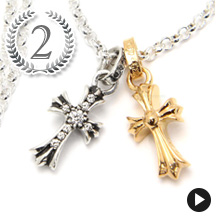 chrome hearts クロムハーツ ネックレス 人気ランキング2位 クロムハーツ ネックレス CHクロスベビーファット22K＆CHクロスベビーファットwithパヴェダイヤモンド＆ロールチェーンセット