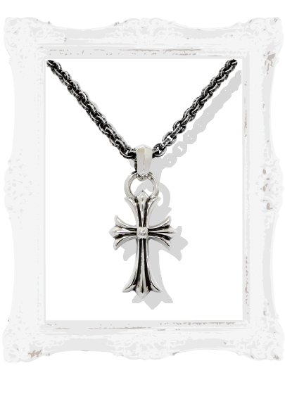 chrome hearts クロムハーツ CHクロスペンダントスモールwithベイル×ペーパーチェーン